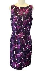 Vestido vaina Tahari Arthur S Levine talla 6 sin mangas seda púrpura rosa ocasión - Imagen 1 de 9
