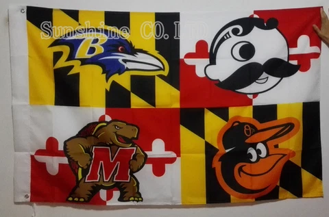 Baltimore Ravens Baltimore Orioles Natty Boh Maryland Terrapins Flag Cover