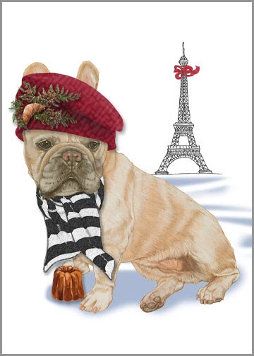 Bulldog Francés en París Juego de 10 tarjetas y 10 sobres de Navidad Foto 1 de 1