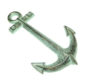 Cast Iron Ship Anchor Metal Wall Hanging Hook Plaque Nautical Decor Blue Gray - Picture 1 of 5