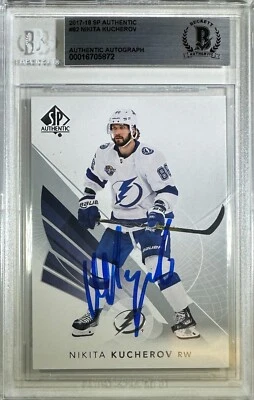 Nikita Kucherov auto card 2017-18 SP Authentic #82 Tampa Bay Lightning BAS Encap - Image 1 of 3