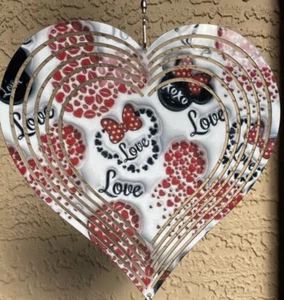 Disney inspired Heart Shaped Wind Spinner 8 Inch With Spinning Hook - Picture 1 of 5