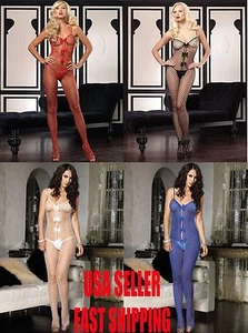 Sexy Medias de cuerpo entrepierna abierta con red de pesca para mujer. VENDEDOR DE EE. UU. 4 COLORES ENVÍO RÁPIDO - Imagen 1 de 11