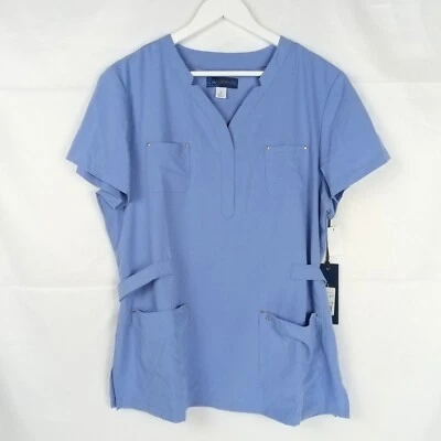 Koi Sapphire Scrub Top Women Size L Blue Nurse Uniform Adjustable Waist NEW - Image 1 of 4