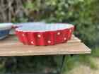 Piękna czerwona kropka karbowana 30cm naczynie do ciasta TIGER