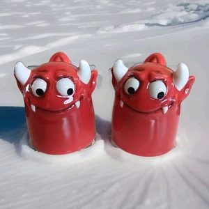 Halloween Puckator Monstarz roter Teufel umgedreht Keramiktasse 2 Stück - Bild 1 von 7