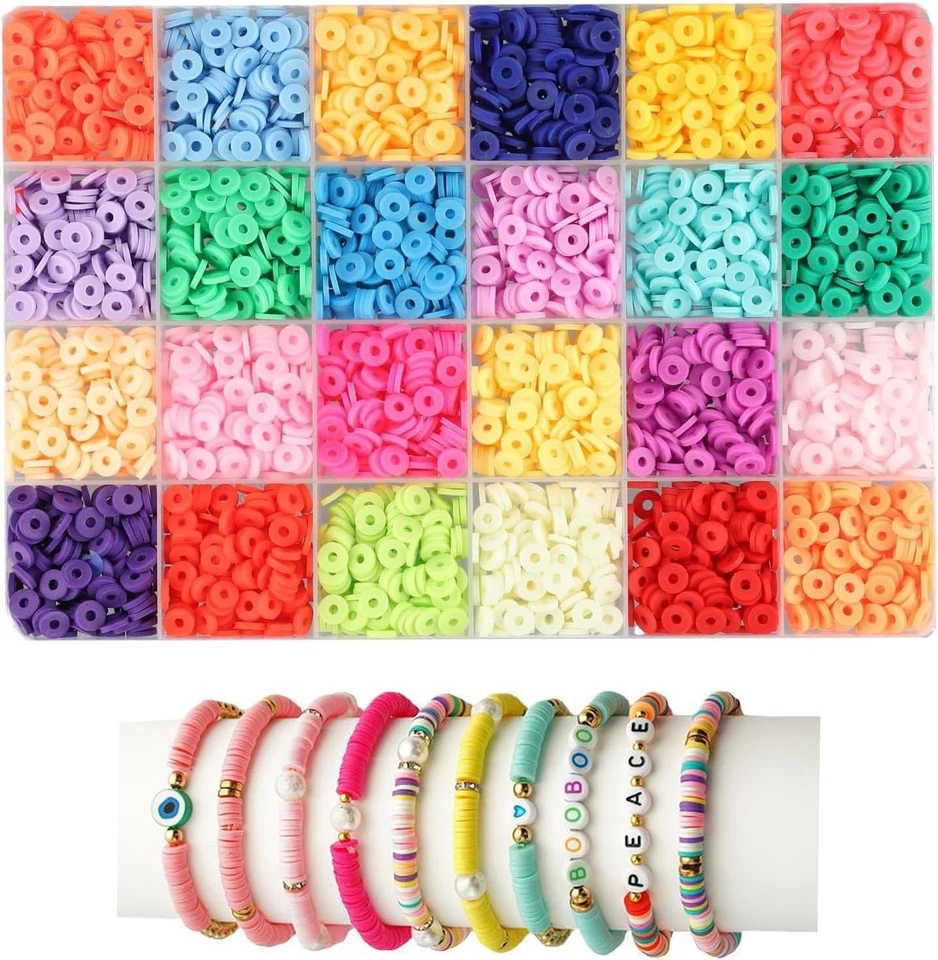 2400 Pcs mix color 6mm Polymer Clay Beads Heishi Beads For Jewelry Making DIY - Image 1 of 4