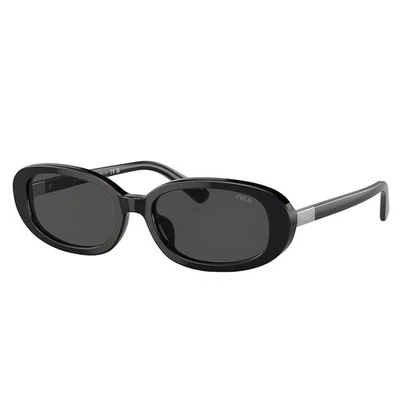 Polo Ralph Lauren PH 4198U 500187 Shiny Black Plastic Oval Sunglasses Grey Lens - Image 1 of 3