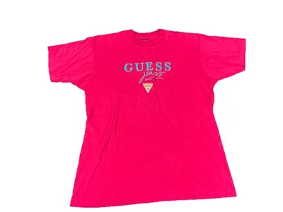 Винтажная футболка Guess Jeans футболка США розовая 90-е одинарный шов спортивная размер XLarge - Изображение 1 из 4