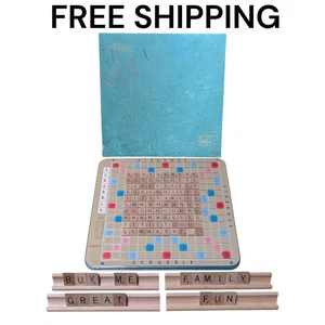 VTG 1977 Scrabble Deluxe Edition Turntable Rotating Base 100 Wooden Tiles In Box - Picture 1 of 8