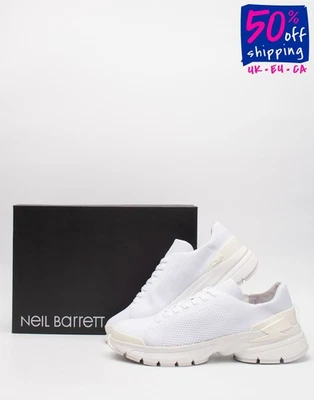 PVP €540 NEIL BARRETT BOLT Tenis Tejidos US12 EU45 UK11 Suela Gruesa Con Cordones Foto 1 de 4