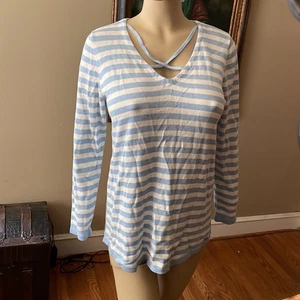 Calvin Klein NWT Blue And White Stripe Shirt Medium - Picture 1 of 7