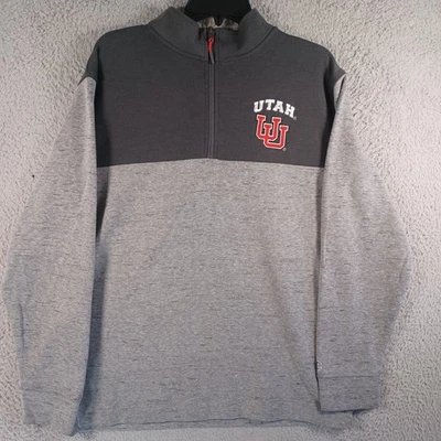 Chaqueta Champion Para Hombres Gris 1/4 Cremallera Talla Mediana Universidad de Utah Escuela Colegio Foto 1 de 4