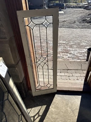 SG 5141 Antiguo popa de vidrio biselado de cuatro puntos ventana o gabinete dr 16 x 47,75 Foto 1 de 4