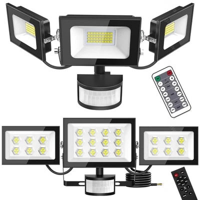 DEPMOG Foco Exterior LED con Detector de Movimiento 3 Cabezales Foco Exterior Lámpara de Pared Jardín