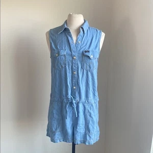 WRANGLER Denim Chambray Romper Womens Sz Small Sleeveless - Picture 1 of 8