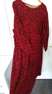 Simply Be Gr. 26 rot schwarz Animalprint weich dehnbar Kleid Taschen neu Damen - Bild 1 von 12