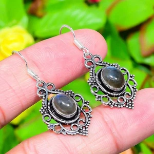 Labradorite Gemstone 925 Sterling Silver Gift Jewelry Earring 1.69" C471 - Picture 1 of 5