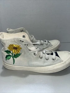 Converse All Star High Womens Sneakers White Sunflower Size 8 - Picture 1 of 6
