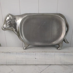 Vintage Wilton Armetale Steer Kuh Form Servierplatte ohne Sockel Bauernhaus Dekor - Bild 1 von 7