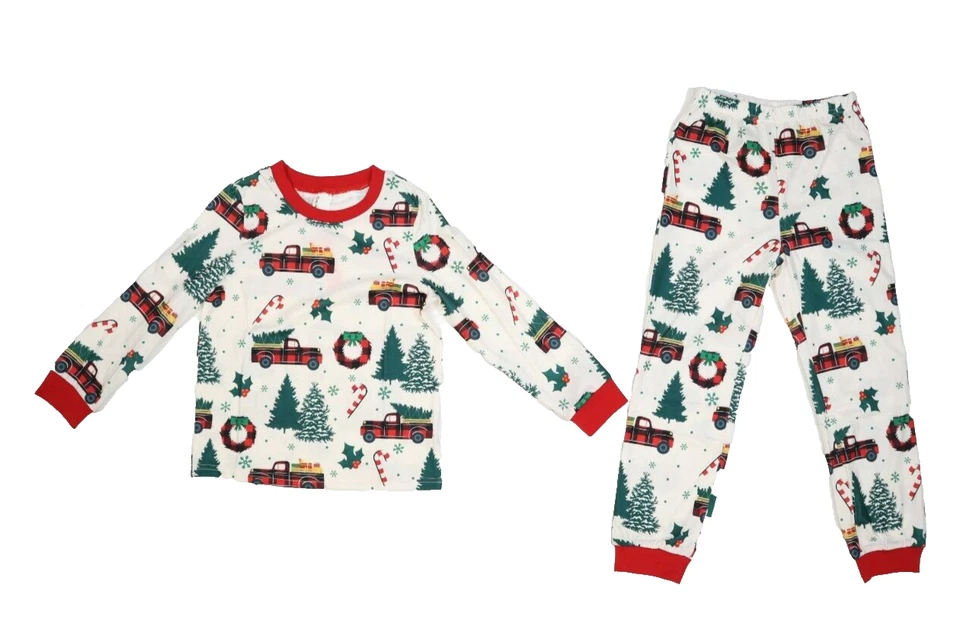 PatPat Christmas Allover Print Car & Tree Pattern Pajamas Youth 6-7 Years - Изображение 1 из 4