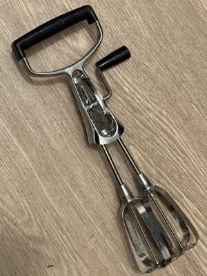 VTG FLINT Ecko Best Manual Mixer Egg Beater Hand Crank SS Blades USA Retro Kitch - Image 1 of 4