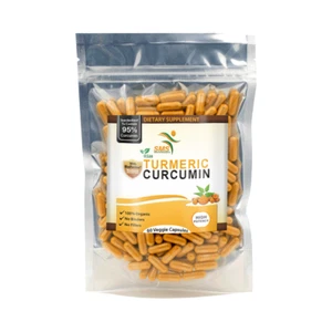TURMERIC BLACK PEPPER 95% CURCUMIN TUMERIC 10,000mg EXTRACT CAPSULES ANTIOXIDANT - Picture 1 of 6