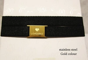 Collana Girocollo Amabile Nero Elastico Acciaio Inox Misura 45 cm - Foto 1 di 3