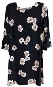 Vestido Tommy Hilfiger 4 Negro Rosa Gris Floral Elastizado Carrera 3/4 Largo Slv Logo - Imagen 1 de 11