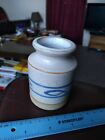 VINTAGE GATE COTTAGE POTTERY BLUE & GREY FISH DECORATED SMALL  POT. 8cm Tall 