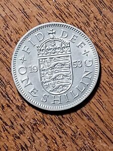 Great Britain 1 Shilling coin, 1953. English crest, KM# 890, copper-nickel.