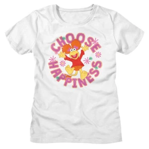 Fraggle Rock Flowers Red Choose Happiness 80's Puppeteer Cartoon Women's T Shirt - Picture 1 of 3