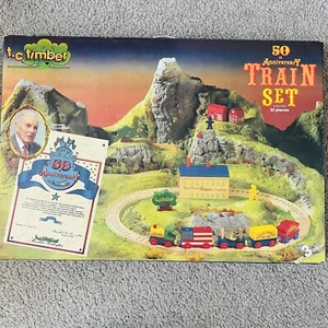Rare Vintage T.C. Timber 50th Anniversary Wooden Train Set - AUTOGRAPHED NEW - Picture 1 of 5