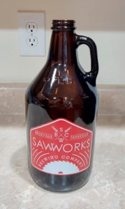 SawWorks 64oz Beer Growler Brown Glass Bottle Knoxville TN Tennessee * No Cap * - Picture 1 of 2