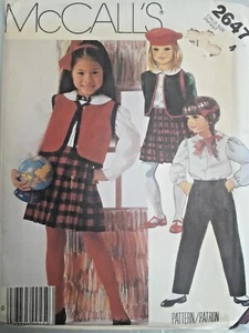 Pleated Skirt Pants Vest Tie Top McCalls 2647 Girls 4 Sewing Pattern UC School  - Picture 1 of 6