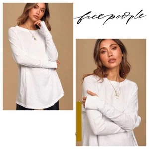 Free People We the Free - Thumbhole Oversized Arden Tee WHITE - SIZE S NEW - Picture 1 of 11