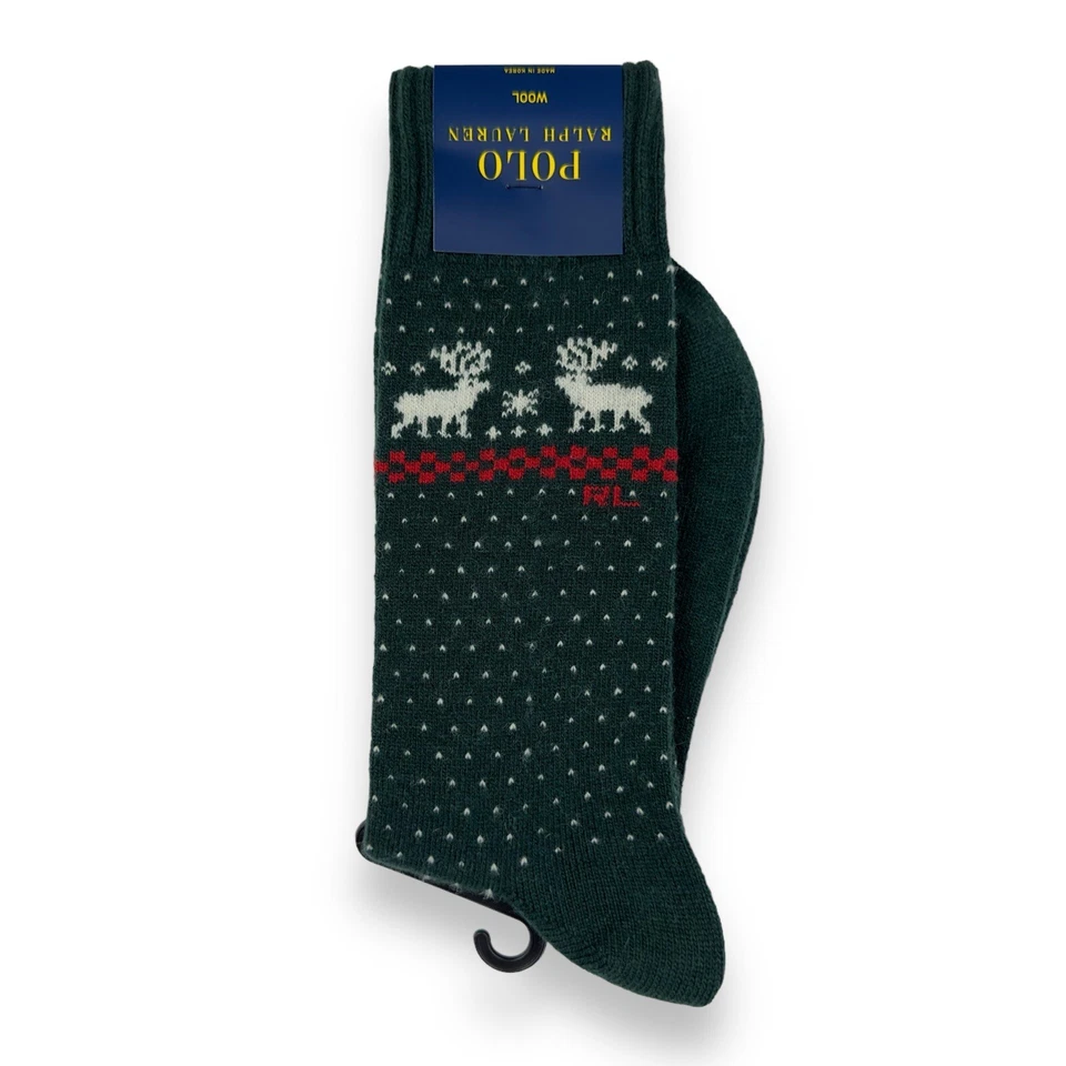 Calcetines Polo Ralph Lauren Mezcla Lana Para Hombre Grandes 10-13 Cazador Verde Rojo Alce Dúo Foto 1 de 4