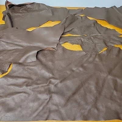 Suede (Chocolate Brown) Remnant Lot Of 6 Pieces Unused Scraps - Image 1 of 4