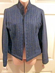 SCHICKE DAMEN JACKE GRÖSSE 1 M/8 WOLLMISCHUNG BESTICKT DUNKELGRAU TAILLIERT JACKE  - Bild 1 von 7