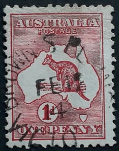 1914 Australia 1d Red Kangaroo stamp Unframed type -BROWN'S PLAINS VICTORIA PMK - Picture 1 of 2