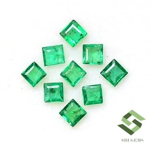 2.50 mm To 2.75 mm Natural Emerald Square Cut Lot 10 Pcs 0.98 CTS Loose Gemstone - Picture 1 of 8