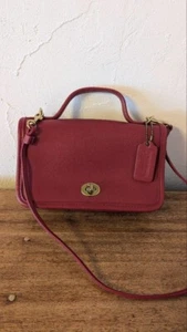 Vintage Coach Red Leather "Casino" bag style Shoulder Bag 9924 EUC - Picture 1 of 10