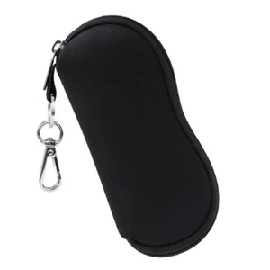Sunglasses Neoprene Ultra Light Case Zippered Eyeglass Case with Carabiner Hook - Picture 1 of 6