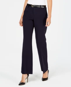 NEW $69.5 Charter Club Women's Belted Slimming Trousers Pants Navy - Picture 1 of 7