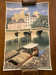 Affiche Ancienne Vers 1950 & Paris & le Pont Neuf & Toni Mella & Aériens & Avion