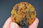Delicate Chinese Old Jade Carved *Lotus&Child* Pendant A9