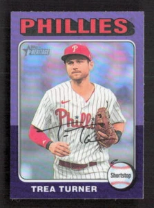 2024 TOPPS Heritage Hot Box Purple Chrome Refractor #181 Trea Turner - Picture 1 of 2