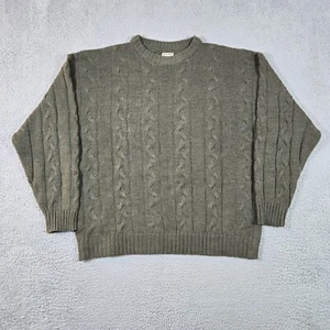 Bugle Boy Sweater Men XXL Olive Green Crewneck Cable Knit Long Sleeve VTG - Picture 1 of 8