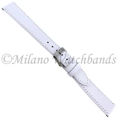 Correa de reloj para hombre 16 mm Milano Sprint blanca de cuero genuino cosida regular 2619 Foto 1 de 4