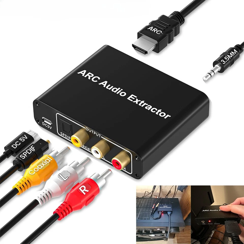 HDMI ARC Audio Extractor Konverter Adapter Digital DAC zu RCA Koaxial SPDIF Neu - Bild 1 von 4